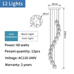 Technical specifications of a pendant light with dimensions and features.