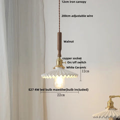 Pendant light with labeled parts on a neutral background