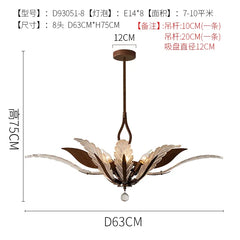 Bronze Floral Leaf Crystal Chandelier Light Fixture