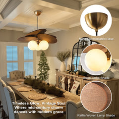 Dining room with a chandelier, table, and chairs, featuring close-ups of lamp components.