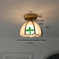 Ceiling light fixture with measurements and material details on a neutral background