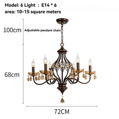 Bronze Floral Crystal Chandelier Pendant Light with Amber Gem Accents