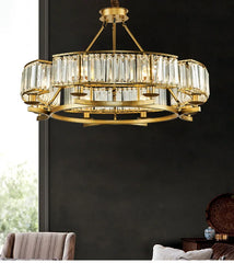 Gold Crystal Ring Tiered Chandelier Pendant Light