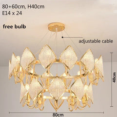 Gold Crystal Diamond Tiered Chandelier Pendant Light Modern Design