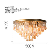 Gold Teardrop Shell Tiered Semi-Flush Ceiling Light