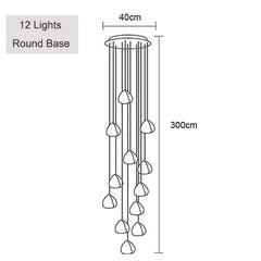 Crystal Ball Cascading Pendant Light Fixture Floral Stems Glass Shades