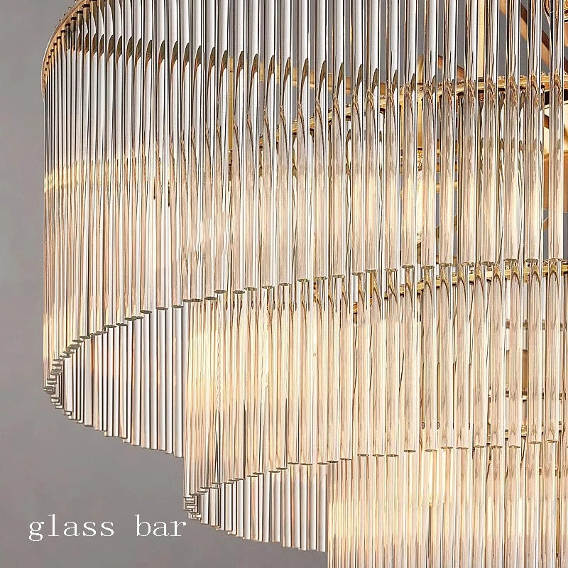 Chandelier with glass bar design on a gray background