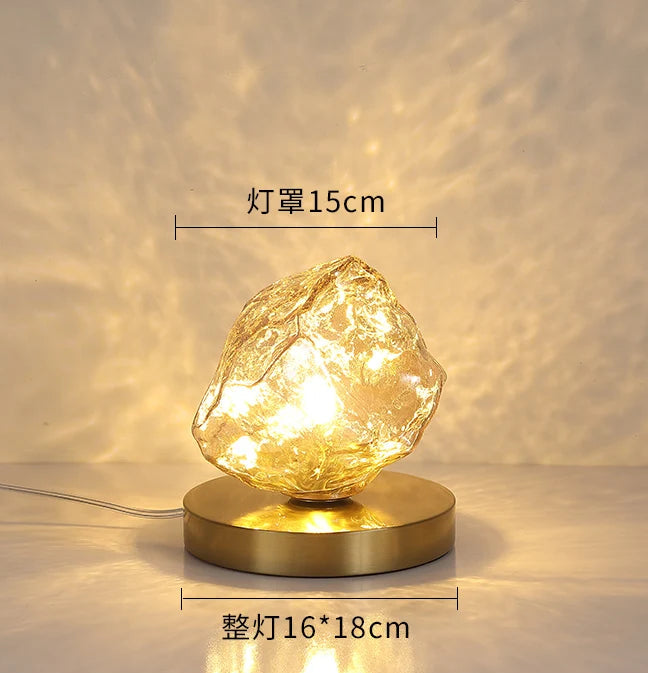 Decorative lamp with dimensions and parameter details on a neutral background