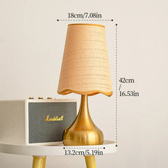 Gold Base Crystal Ball Table Lamp with Textured Orange Shade