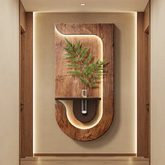 Wood Grain Wall Light with Integrated LED and Plant Holder