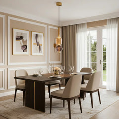 A single pendant light with a stacked glass design in amber and purple hues, featuring a brushed gold finish.