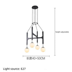 Modern Multi-Arm Wood and Glass Chandelier