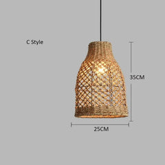 Woven Bamboo Pendant Light Natural Rattan Art Lantern Chandelier