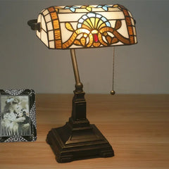 Stained Glass Table Lamp Mediterranean Baroque Bronze Desk Light