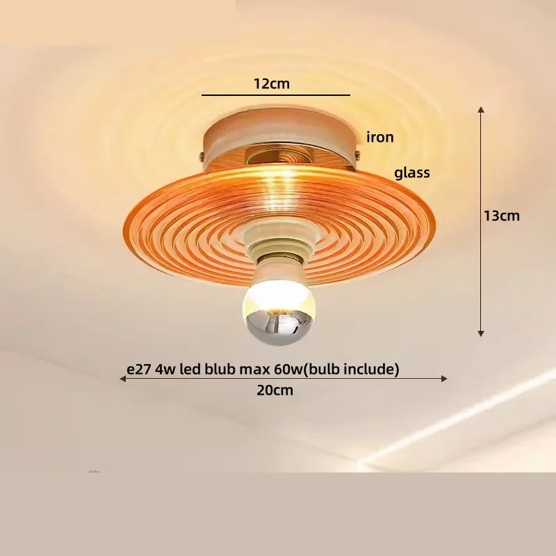 Ceiling light fixture with dimensions labeled on a neutral background