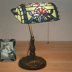 Stained Glass Table Lamp Mediterranean Baroque Bronze Desk Light