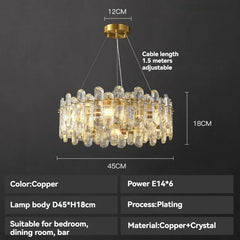 Gold Crystal Tiered Chandelier Hanging Pendant Light