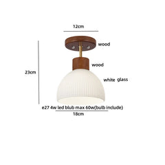 Ceiling light fixture with dimensions and material labels on a white background