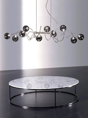 Chrome Spiral Wave Pendant Light with Glass Globes
