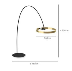 Floor lamp with dimensions labeled on a white background
