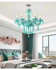 Cyan Crystal Chandelier Tear Drop Accent Hanging Pendant Light