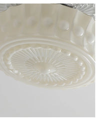 White Frosted Glass Drum Semi-Flush Ceiling Light