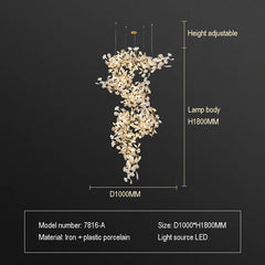 Gold Ginkgo Leaf Chandelier Light Cascading Branch Pendant