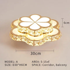 Gold Crystal Flower Flush Mount Light