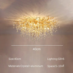 Gold Crystal Cascade Chandelier Surface Mount Light