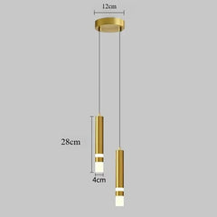 Gold Cylinder Pendant Light Frosted Diffuser Modern Minimalist 57