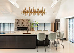 Black Globe Cluster Pendant Light with Polished Metal Frame