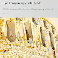 Gold Crystal Tiered Cascading Flush Mount Ceiling Light Fixture
