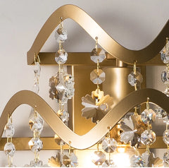 Gold Wavy Shell and Crystal Waterfall Wall Sconce