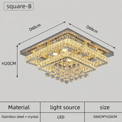 Ceiling light fixture with dimensions and material details on a gray background