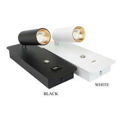 Modern Black and Gold Adjustable Wall Sconce with USB Charging Port