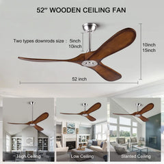 Wood Blade DC Motor Ceiling Fan with Remote Control