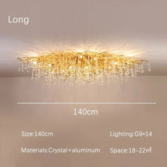 Gold Crystal Cascade Chandelier Surface Mount Light