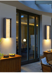 Grey Rectangular Waterfall Sconce Frosted Glass Shade IP60cm Glass