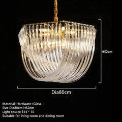Gold Metal Frame Waterfall Chandelier with Clear Glass Rods