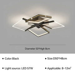 Modern Geometric Frame LED Ceiling Light Black Finish