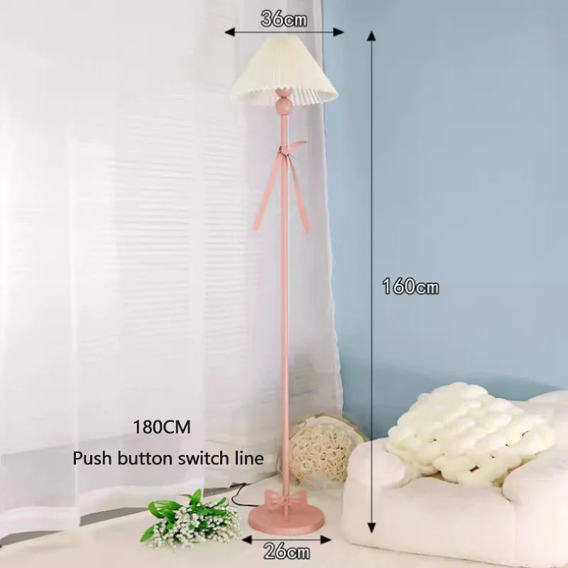 Floor lamp with measurements in a room setting