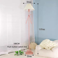 Floor lamp with measurements in a room setting