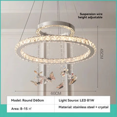 Crystal Ring Chandelier K9 Crystal Cascade Pendant Light