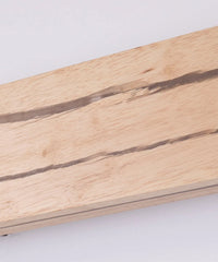 Close-up of a wooden surface with visible grain and color variations on a white background