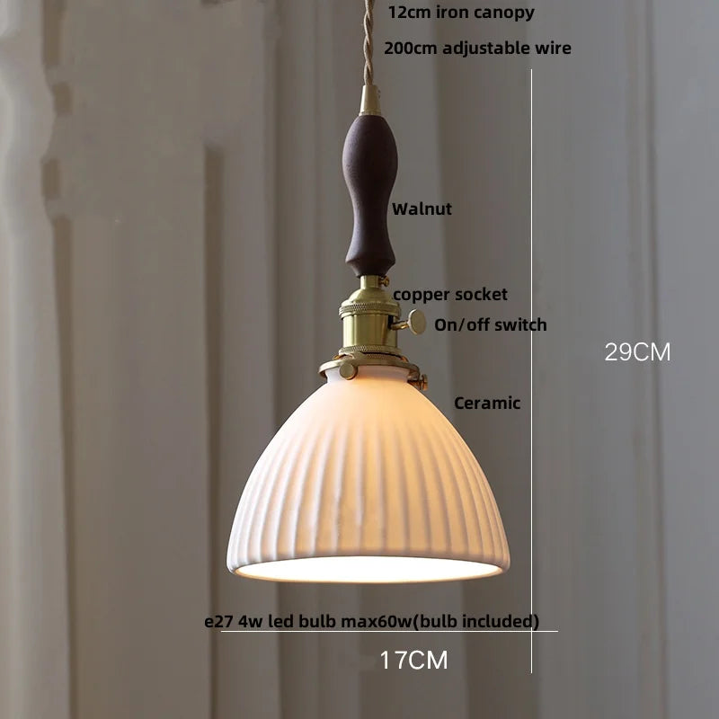 Pendant light with labeled parts on a neutral background