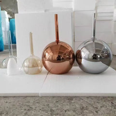 Rose Gold Glass Globe Pendant Light with Polished Metal Frame