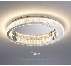 Gold Ring Crystal Ceiling Chandelier Flush Mount Light