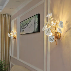 Gold Flower Crystal Wall Sconce Light Multi-Arm