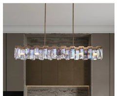 Polished Chrome Faceted Crystal Waterfall Chandelier