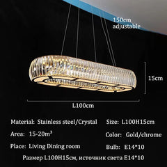 Modern Crystal Ring Pendant Light with Gold Finish Metal Frame